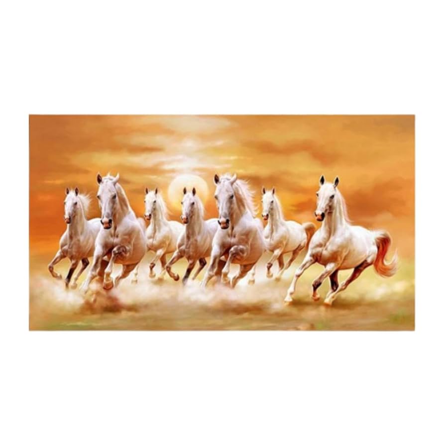Amazon.co.jp: 7頭の馬の絵キャンバス印刷7馬の馬の絵画壁の装飾